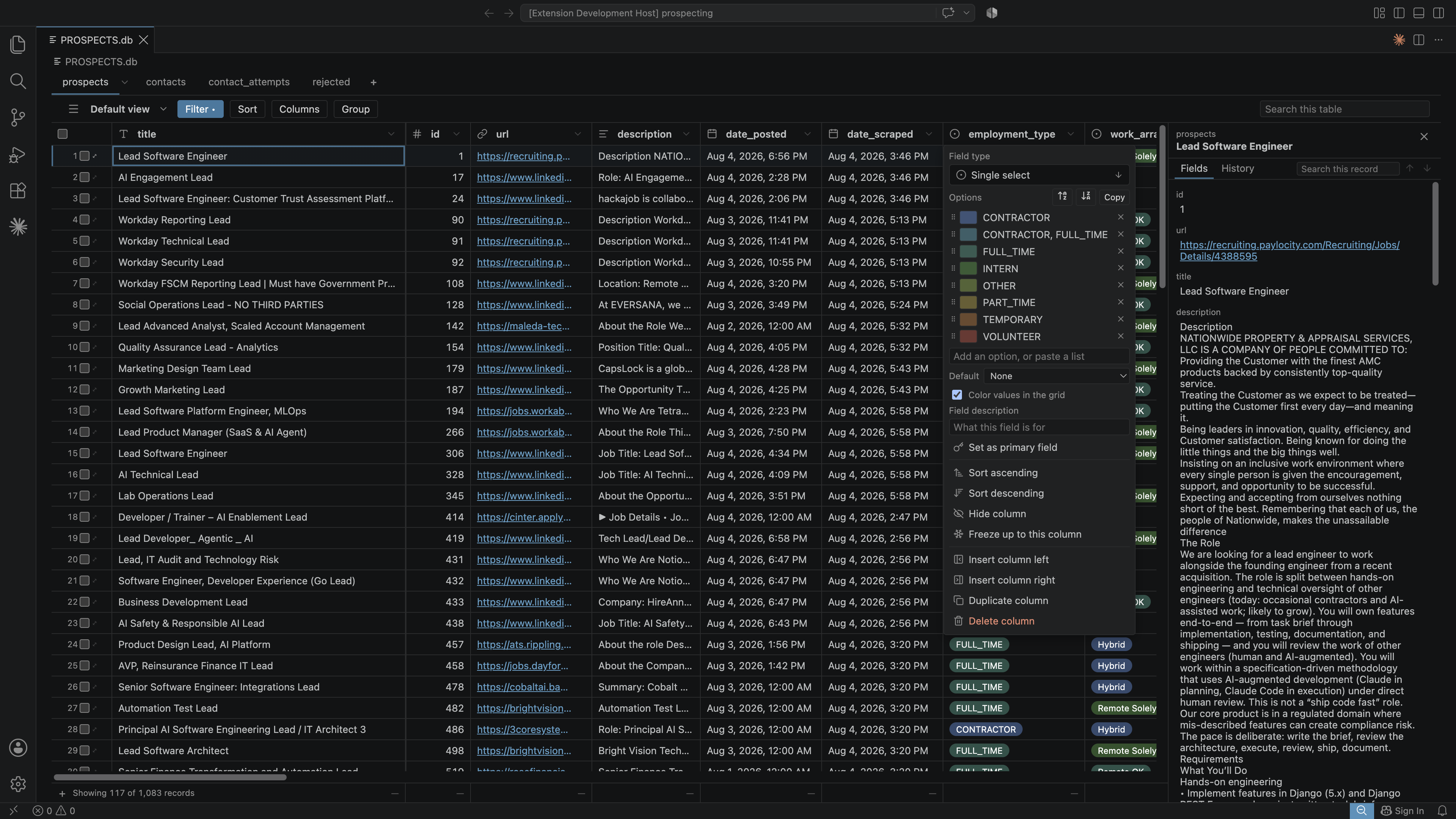 AirSQLite grid view